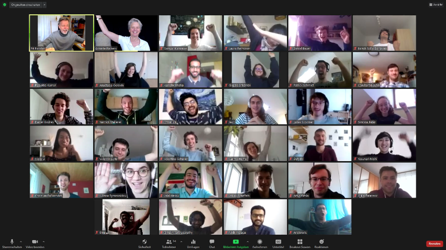 participants in a large video conference